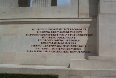 Inscription on the American war memorial